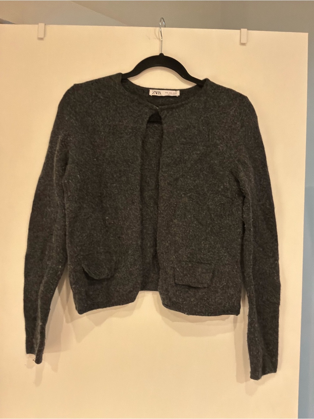 Zara Charcoal Gray Open-Front Women's Cardigan